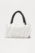 Mane Event Faux Fur Shoulder Handbag - White/Black