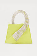 Simply Satin Rhinestone Handle Clutch - Chartreuse