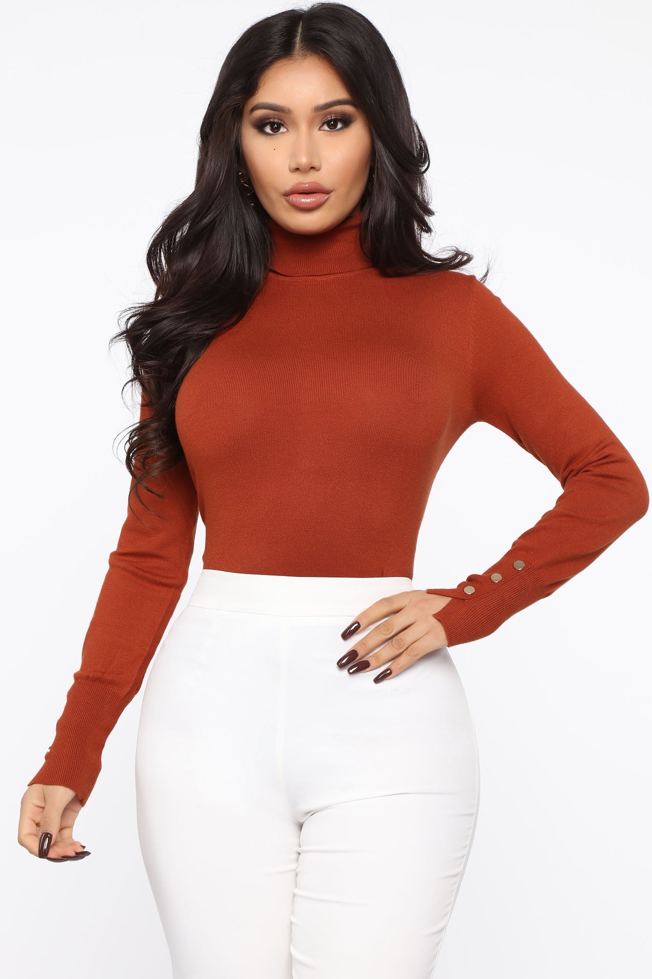 Meet Me Somewhere Turtle Neck Sweater - Rust