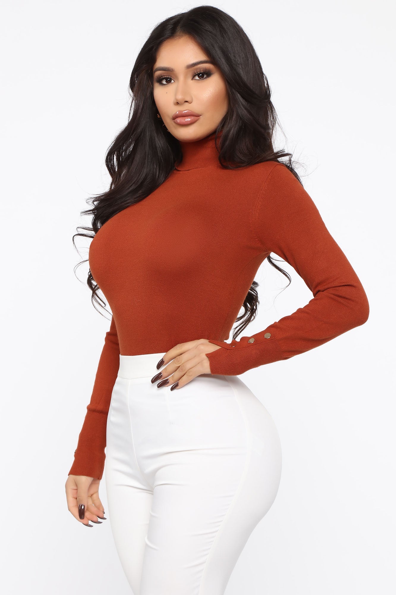 Meet Me Somewhere Turtle Neck Sweater - Rust