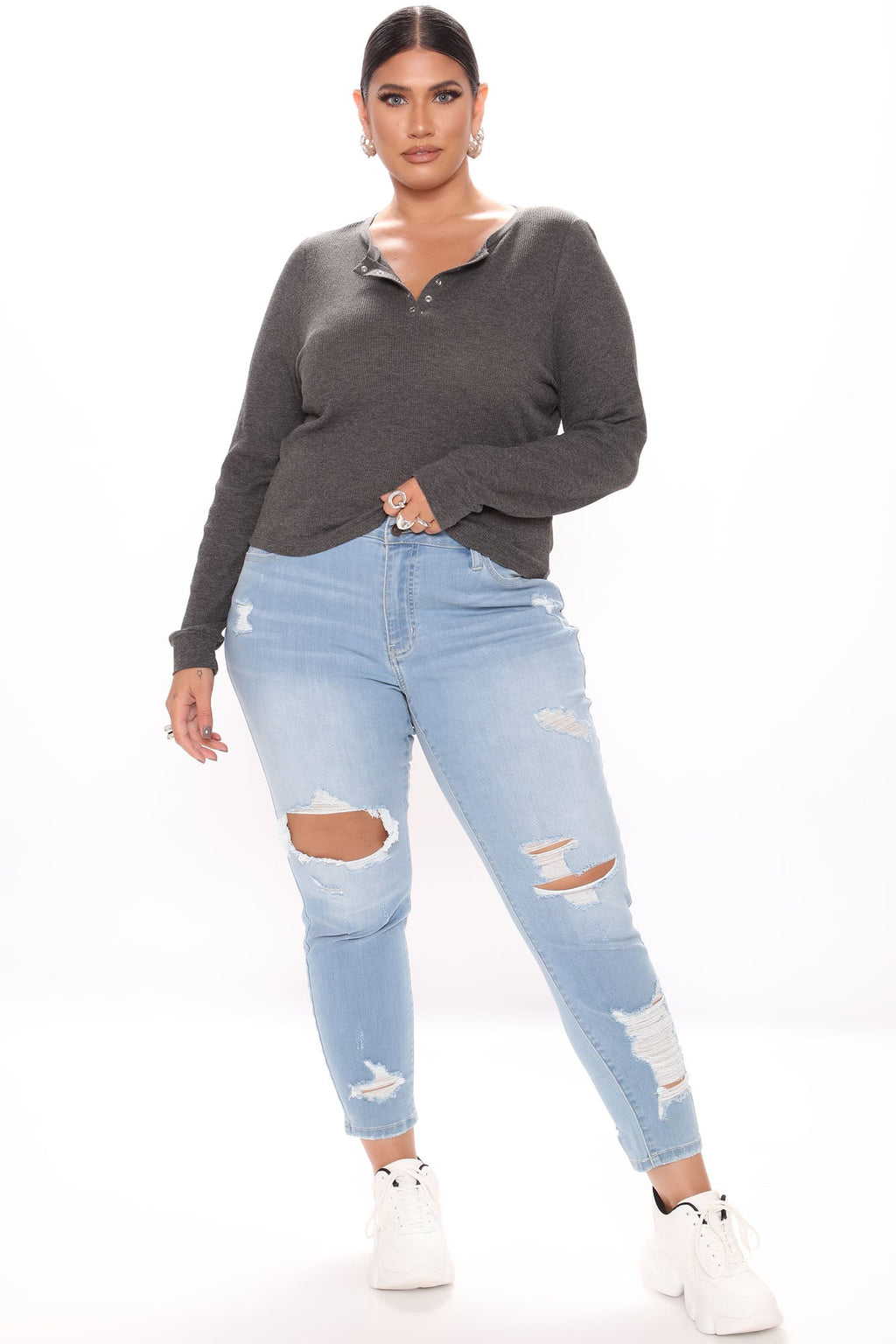 My Favorite Henley Top - Charcoal