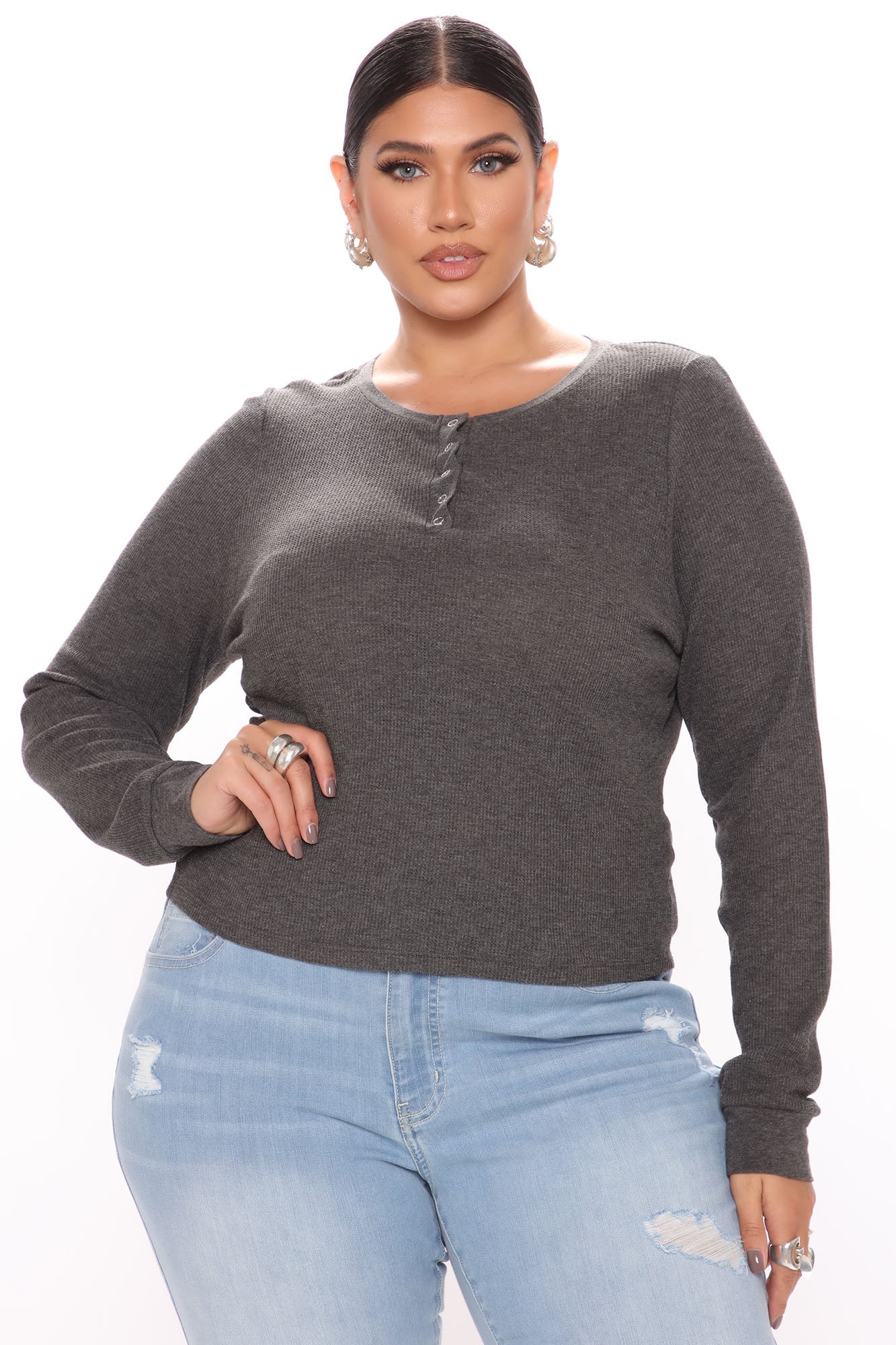 My Favorite Henley Top - Charcoal