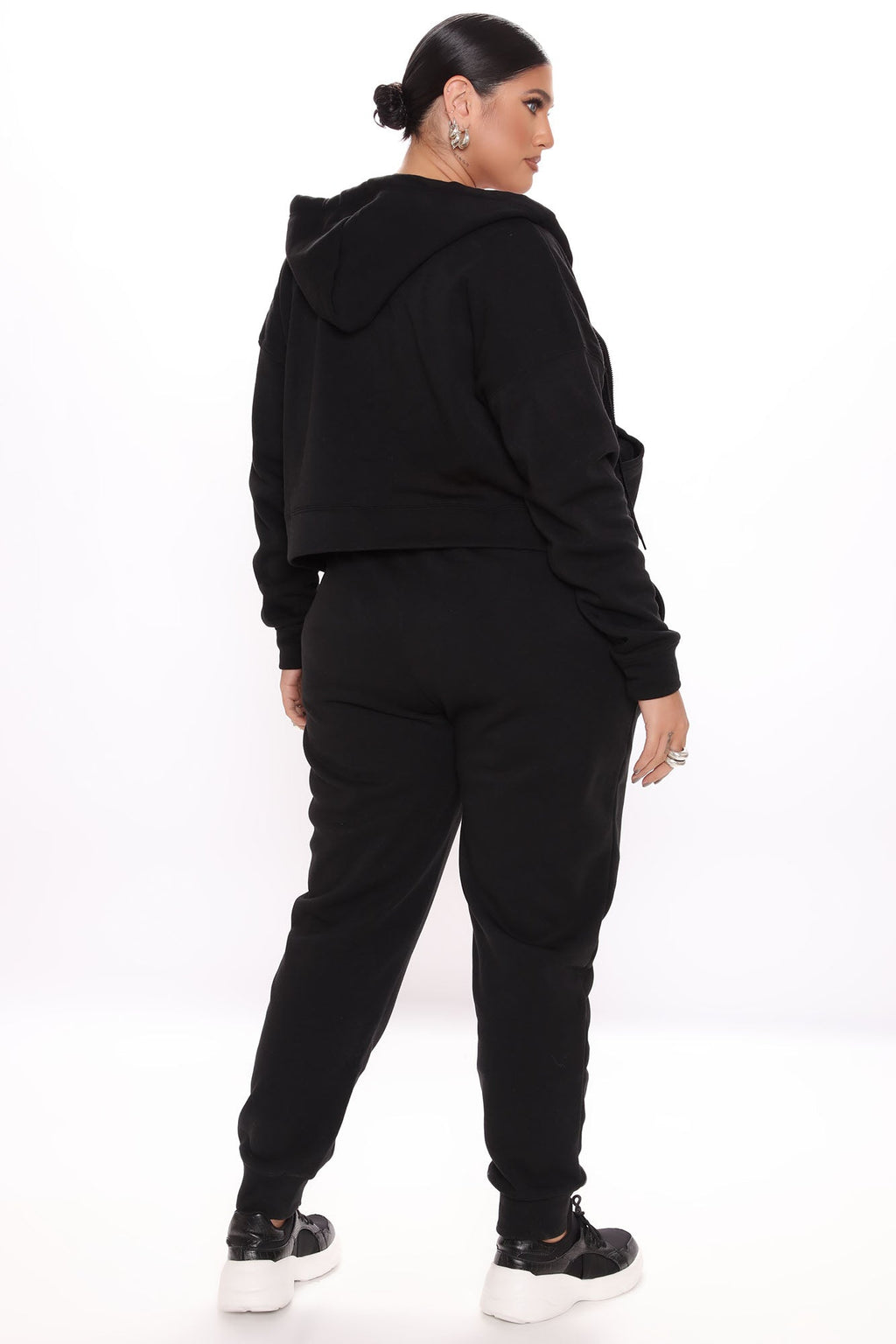 I Got This Zip Up Jacket And Jogger Set - Black