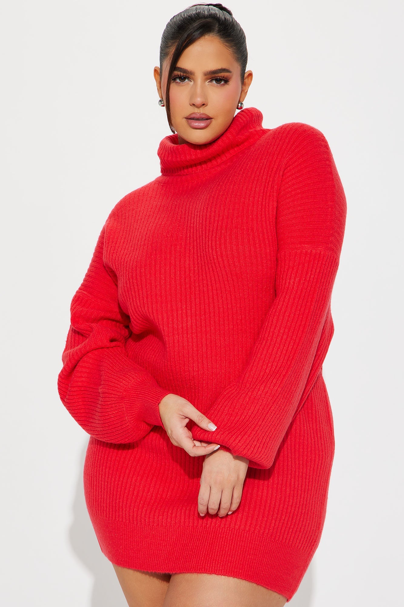 Karina Sweater Mini Dress - Tomato Red