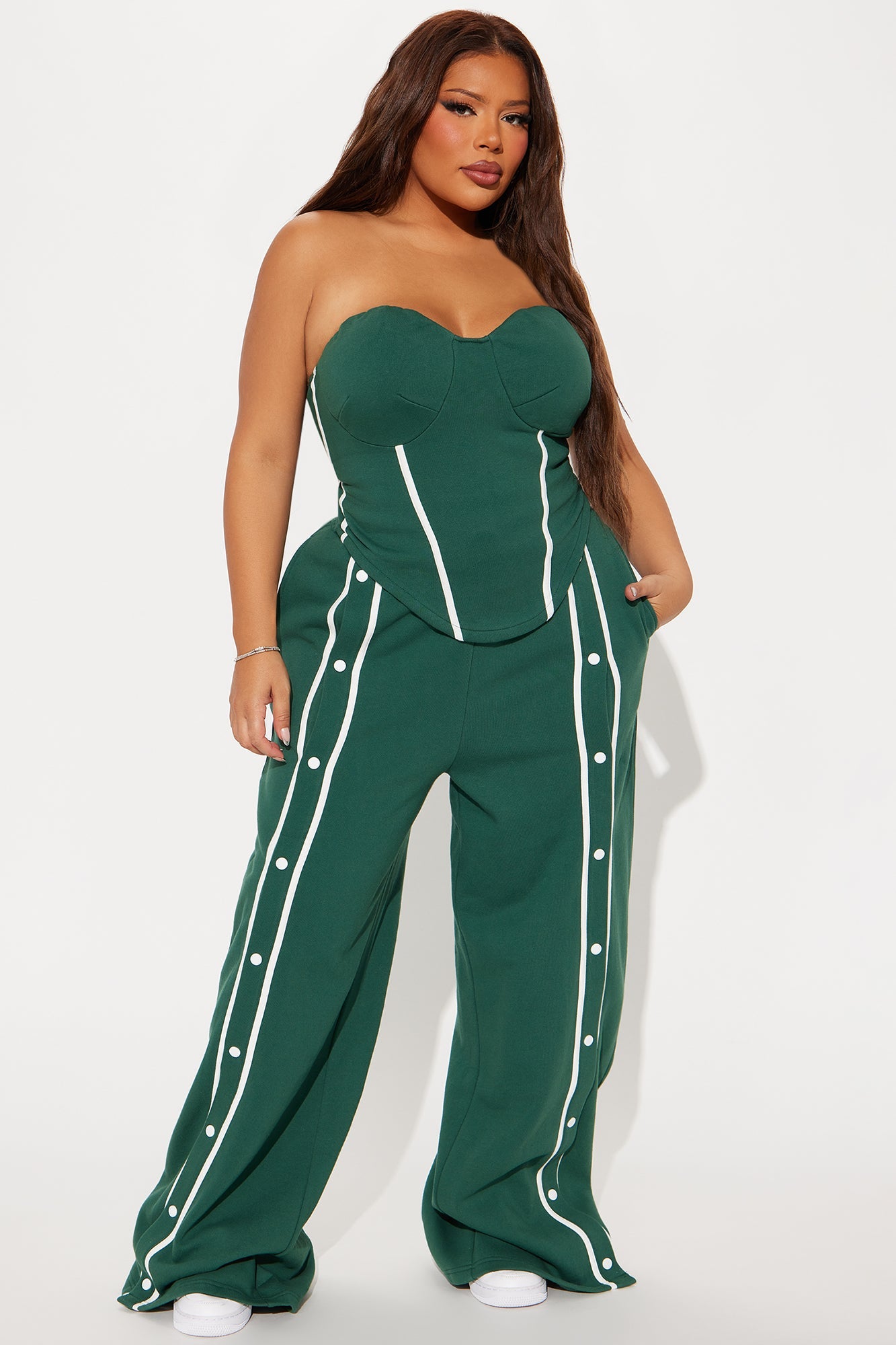 Sara Fleece Track Pant Set - Hunter