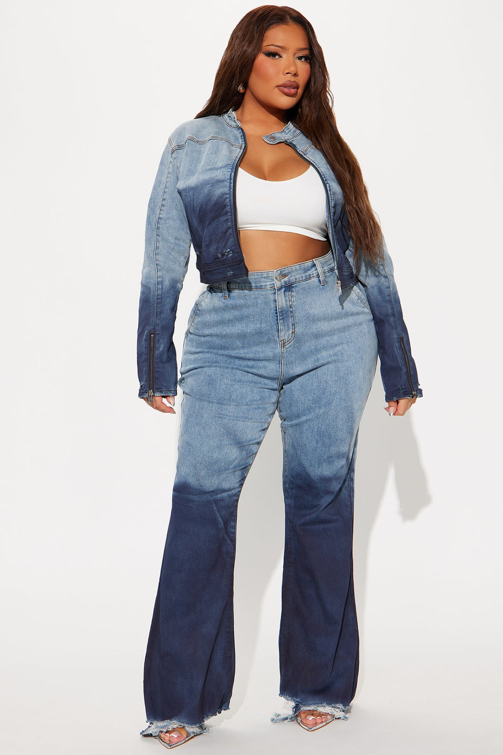 Out Of Reach Ombre Straight Leg Jeans - Medium Wash