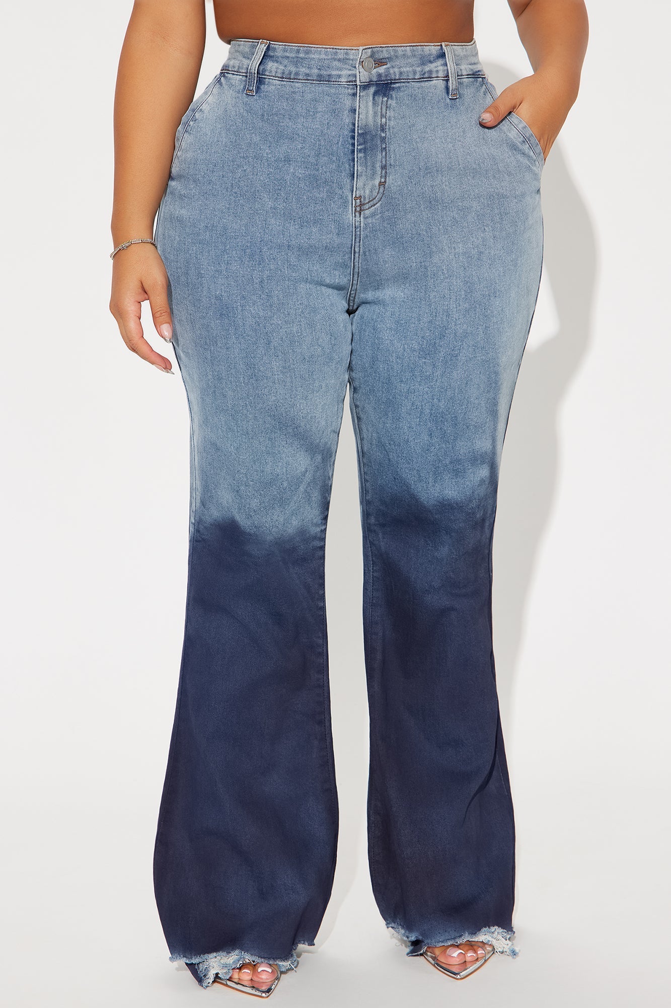 Out Of Reach Ombre Straight Leg Jeans - Medium Wash