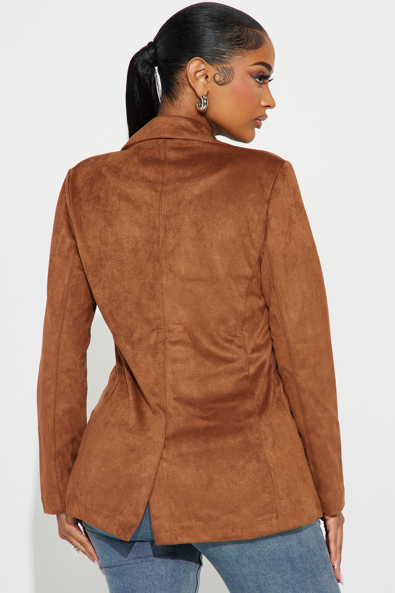 Western Outings Faux Suede Blazer - Camel