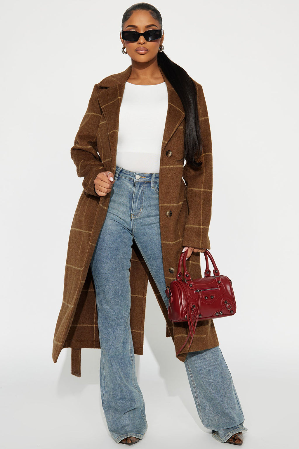 Dana Plaid Wool Trench - Camel/combo