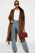 Dana Plaid Wool Trench - Camel/combo
