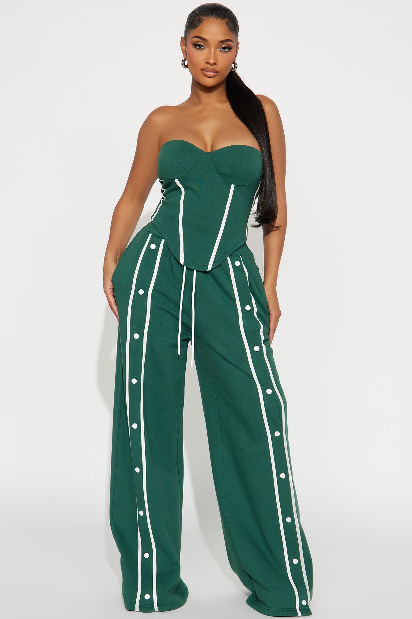 Sara Fleece Track Pant Set - Hunter