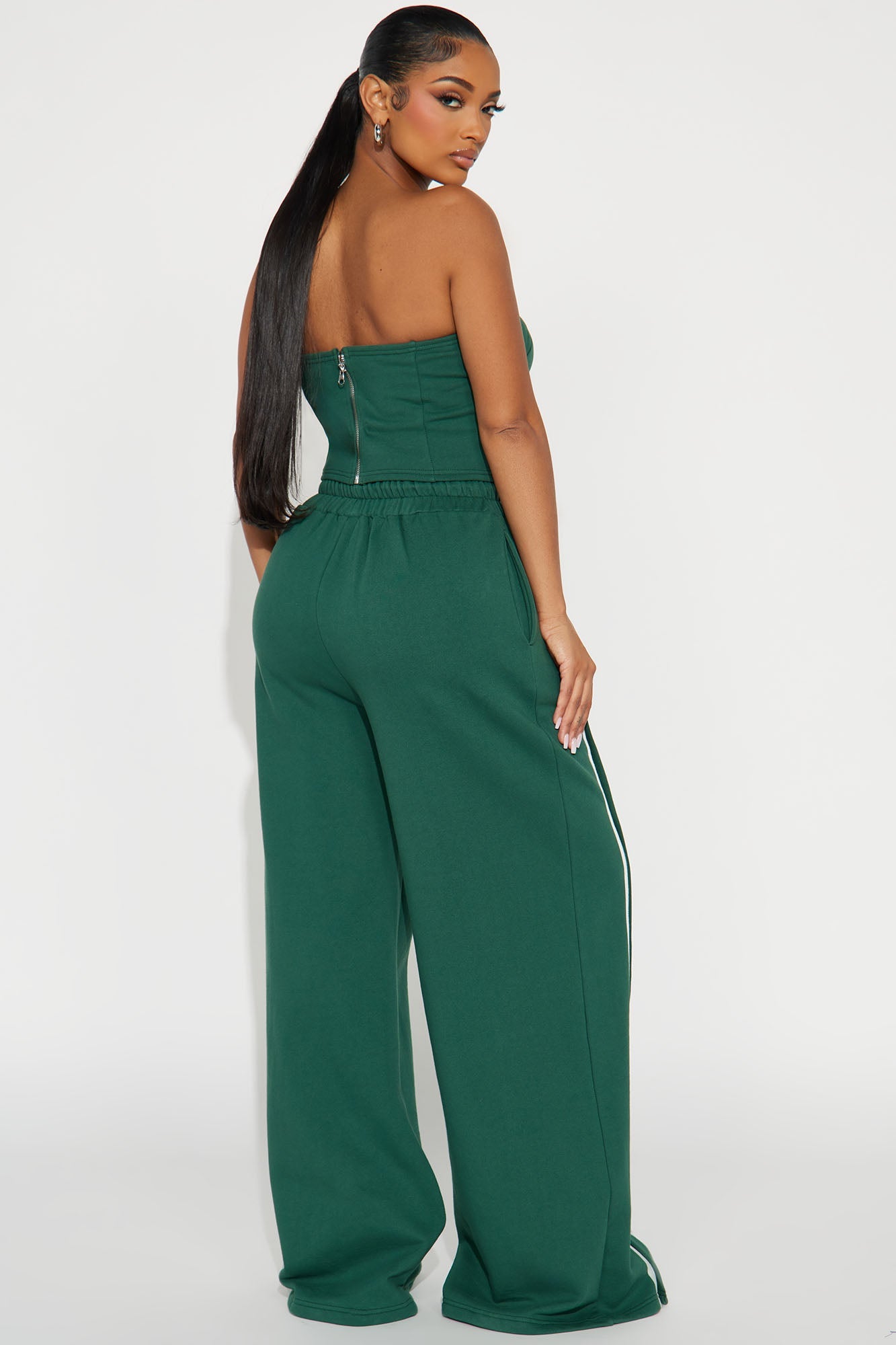 Sara Fleece Track Pant Set - Hunter