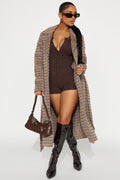 Dana Plaid Wool Trench - Tan/Multi