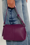 Flirty Faux Leather Shoulder Handbag - Plum