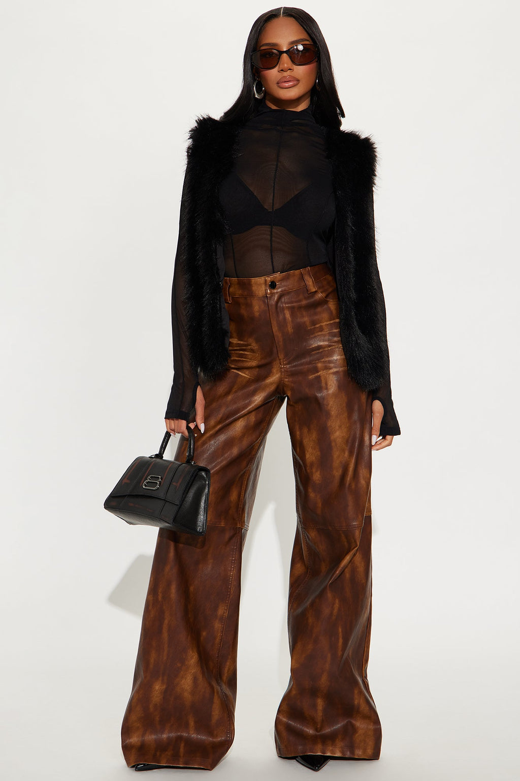 Daniela Faux Fur Vest - Black