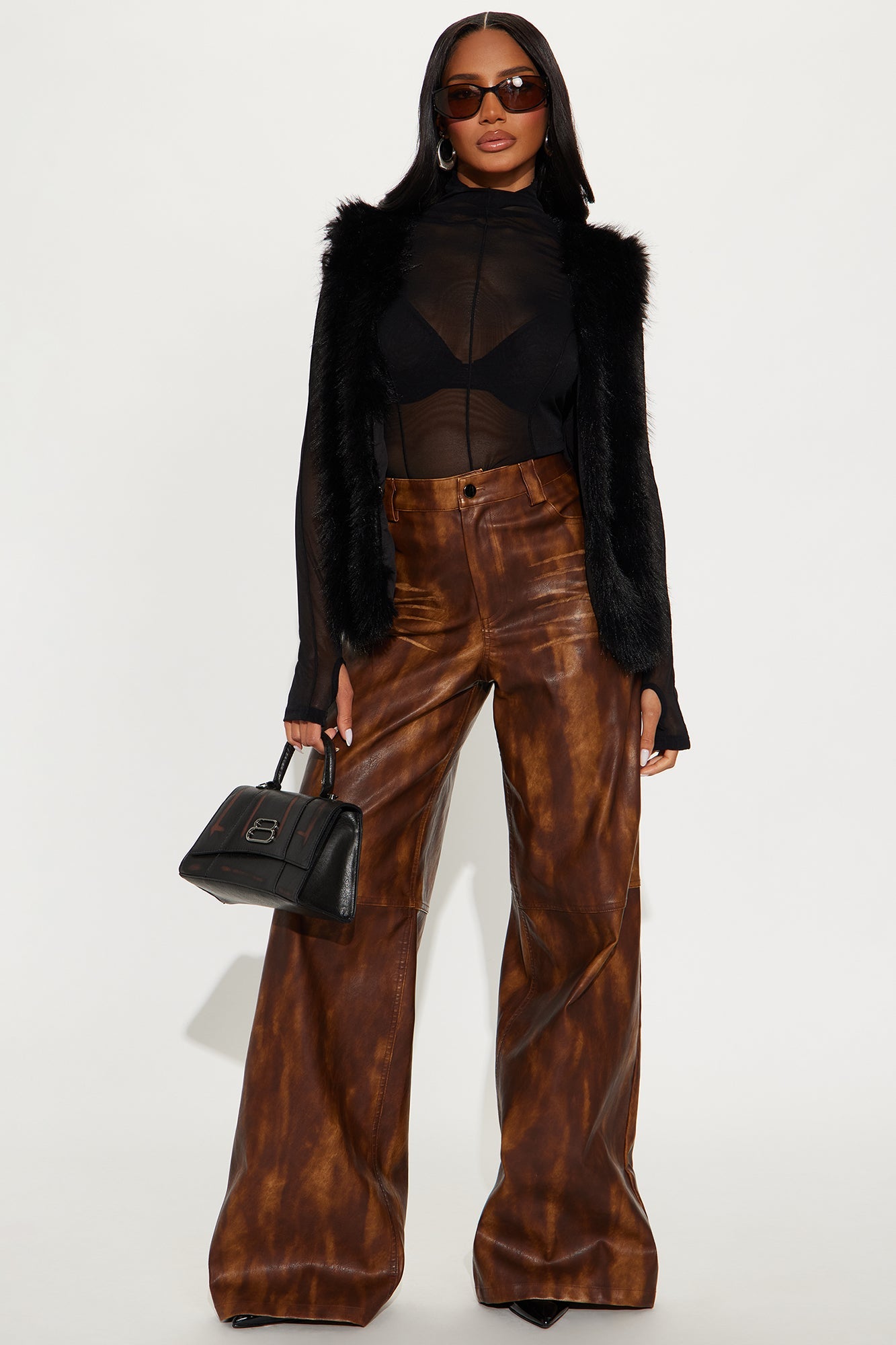 Daniela Faux Fur Vest - Black