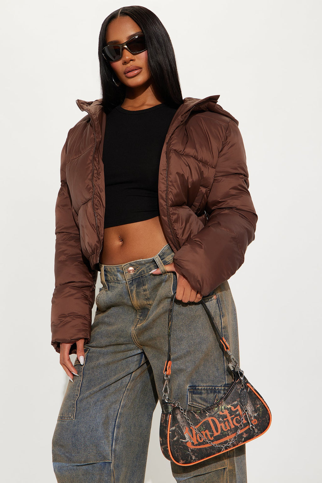 Hidden Heat Camouflage Faux Leather Von Dutch Shoulder Bag - Green/combo