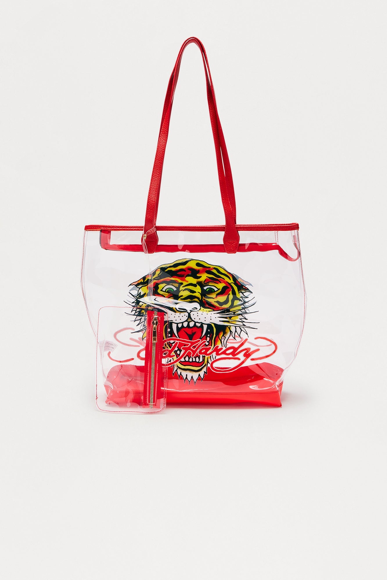 Ed Hardy Roaring Tiger Clear Tote Bag - Red/combo