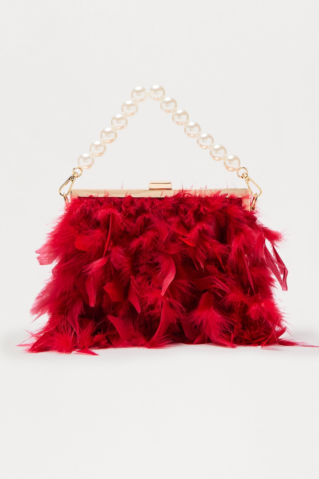 Soft Soiree Feather Clutch - Burgundy