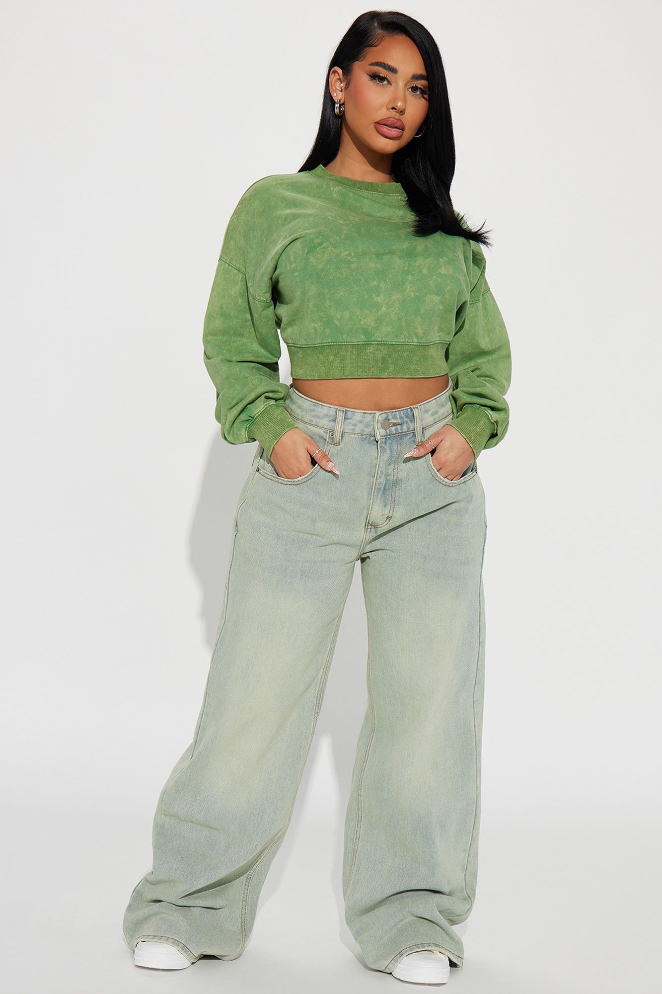 Rylee Washed Lounge Sweatshirt - Green