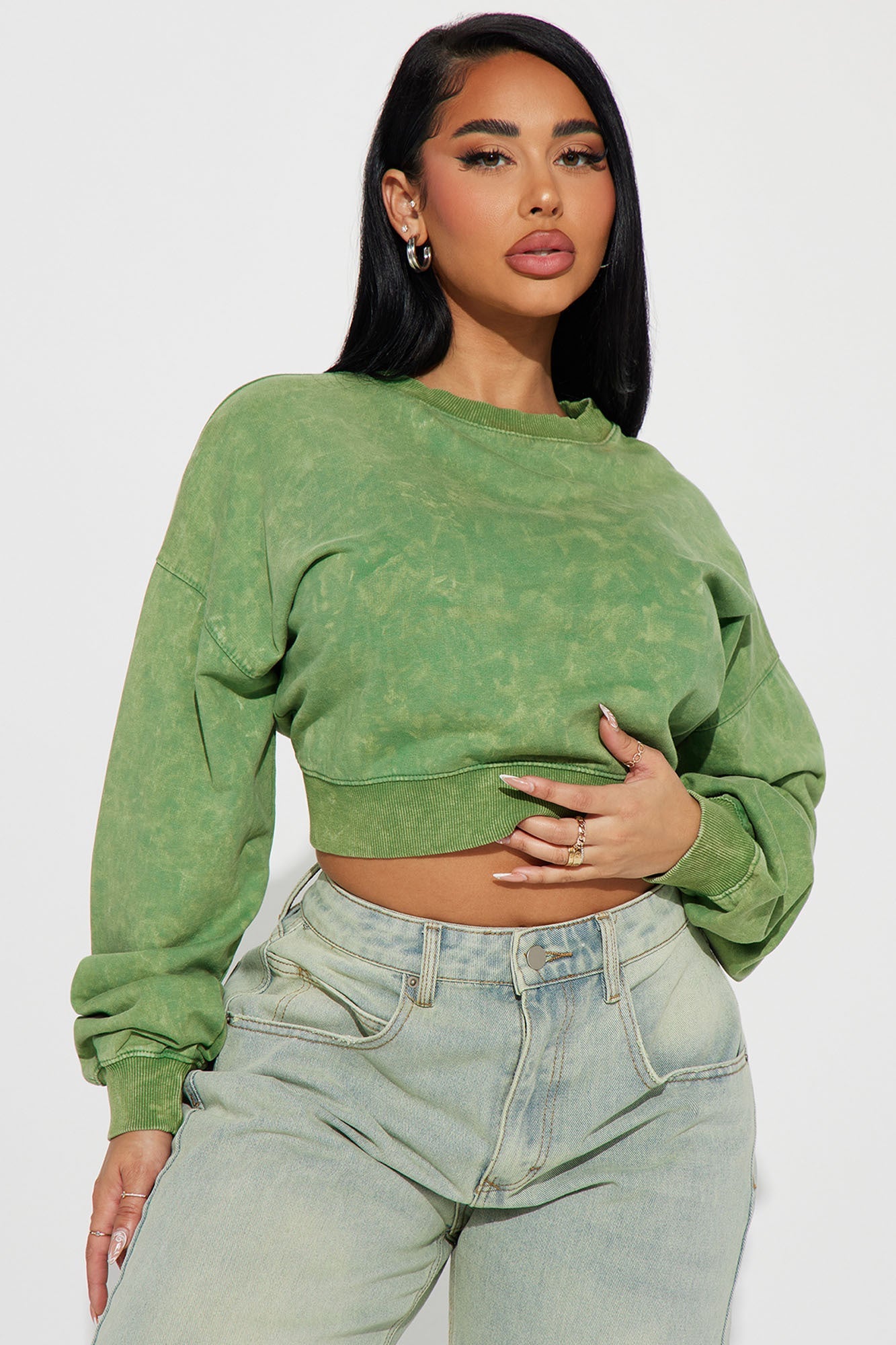 Rylee Washed Lounge Sweatshirt - Green