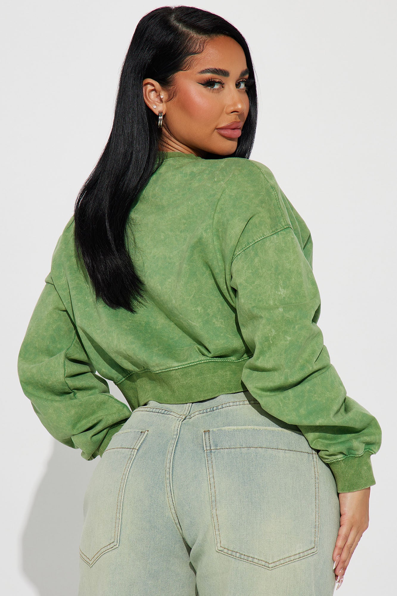 Rylee Washed Lounge Sweatshirt - Green