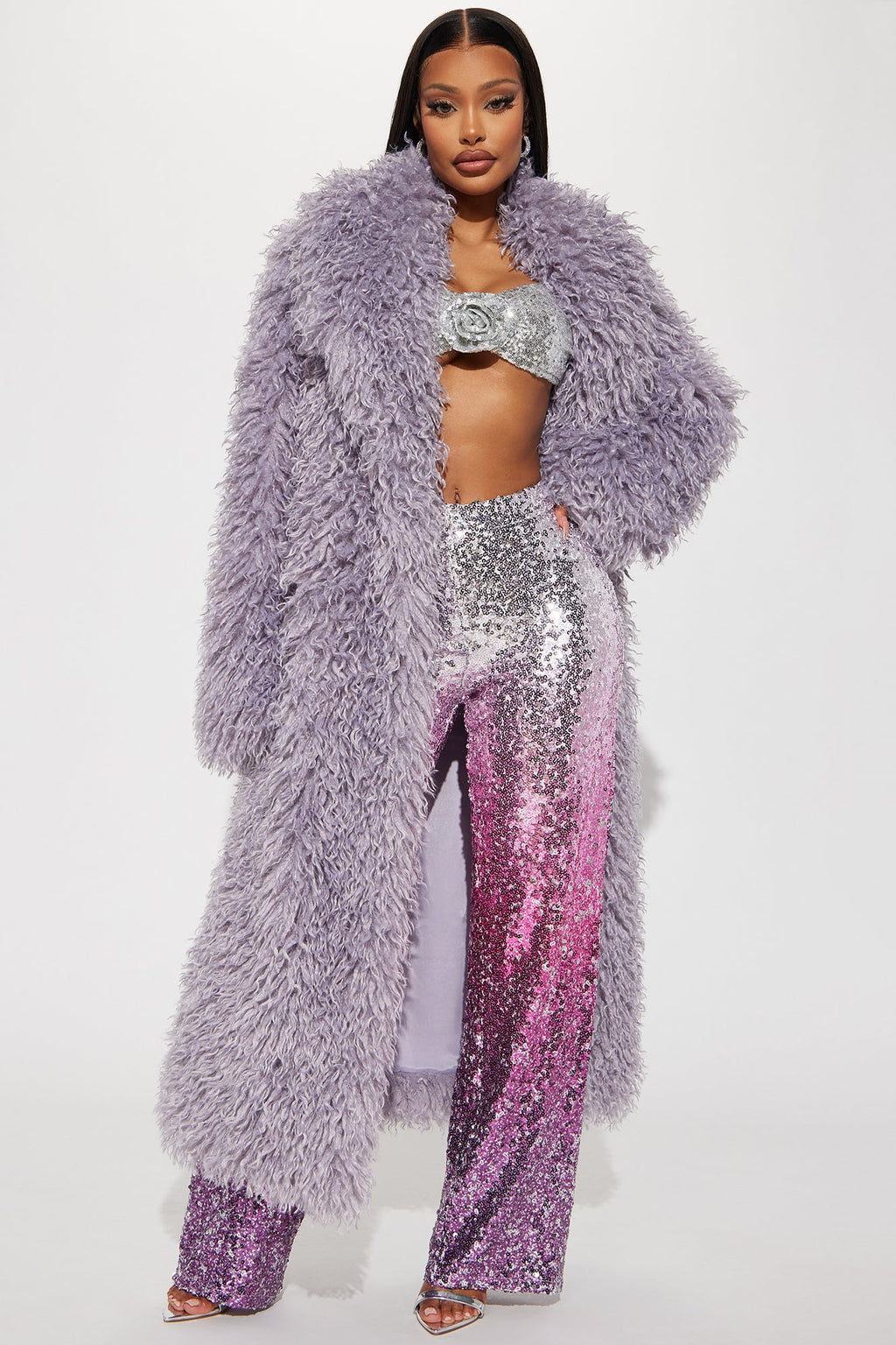 Feelin' Extra Faux Fur Coat - Lavender