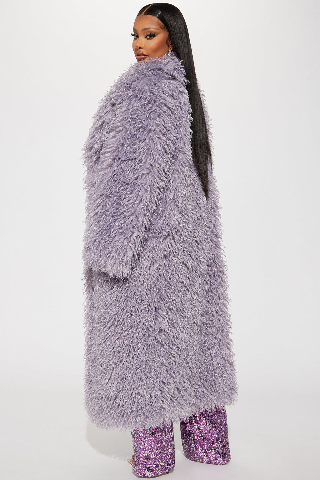 Feelin' Extra Faux Fur Coat - Lavender