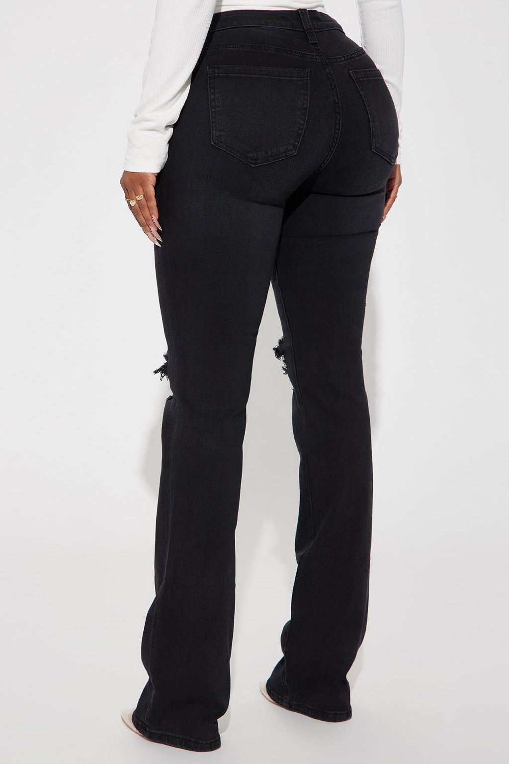 Jessie Mid Rise Distressed Bootcut Jean - Black