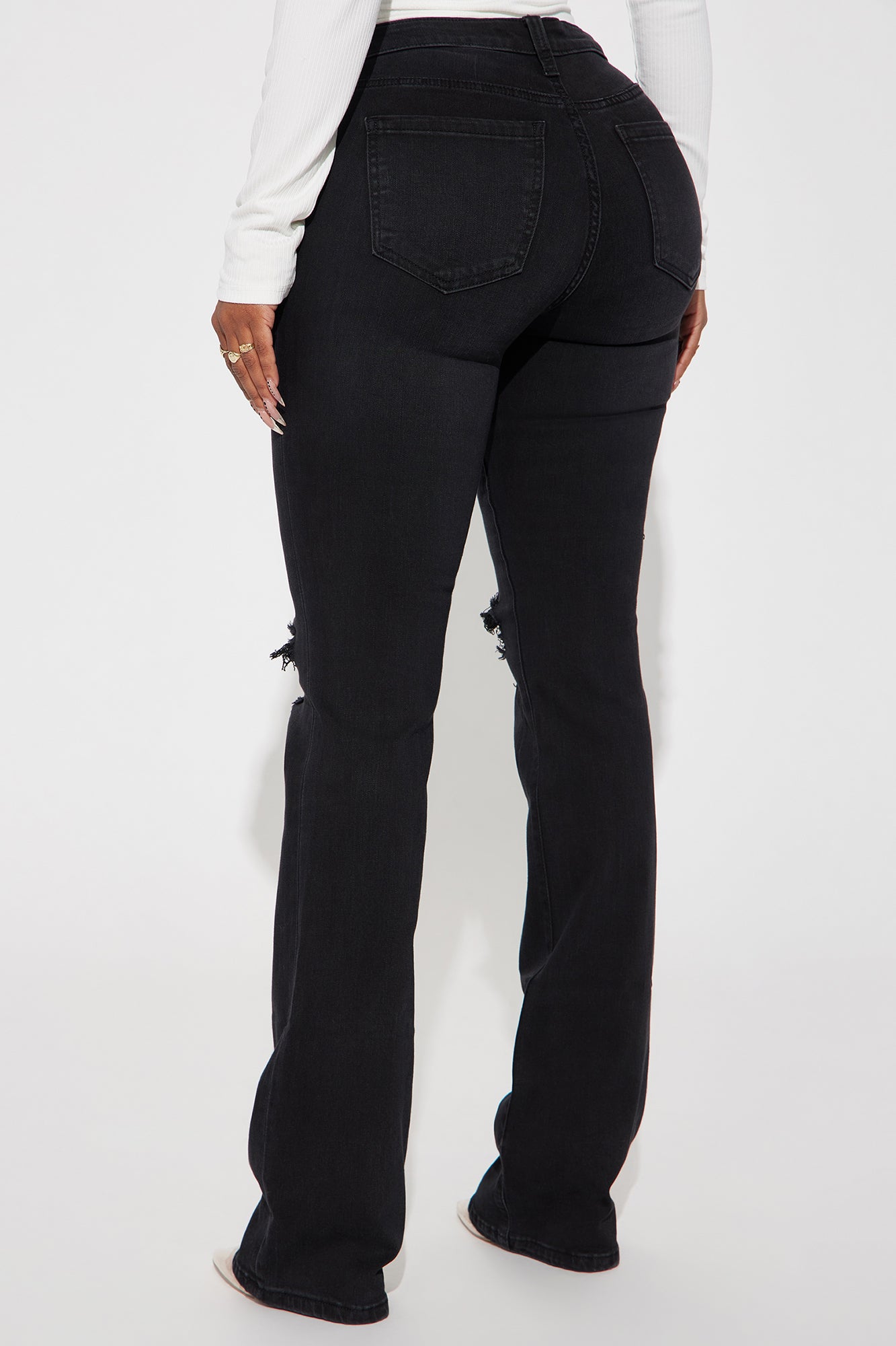 Jessie Mid Rise Distressed Bootcut Jean - Black