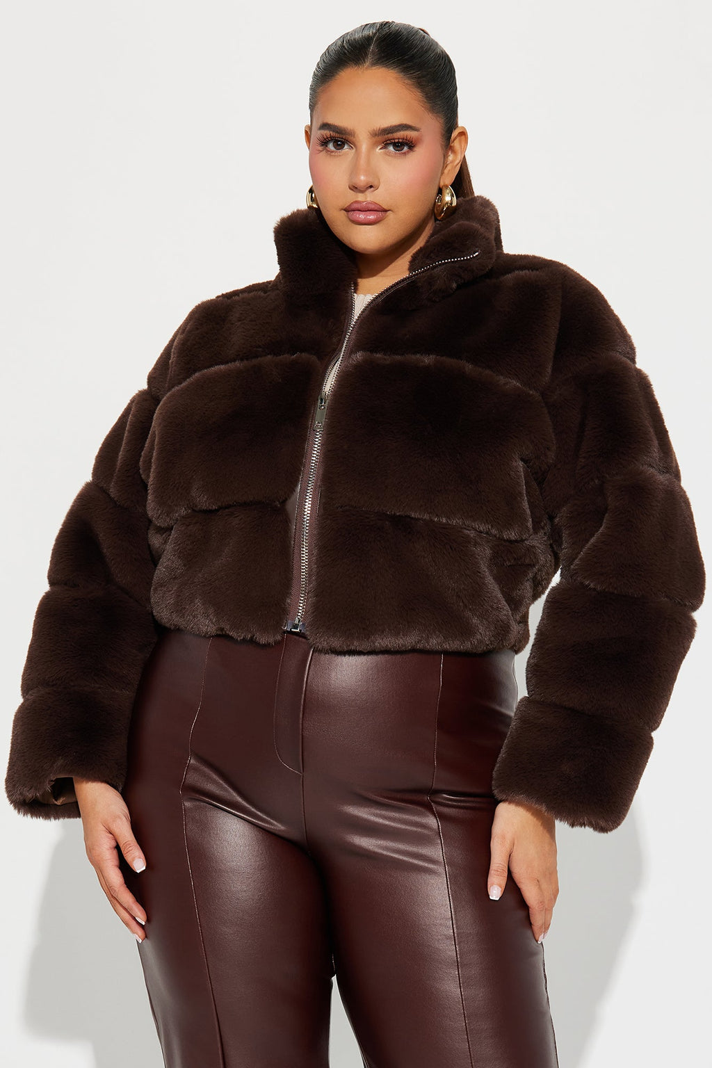 Ella Faux Fur Jacket - Brown