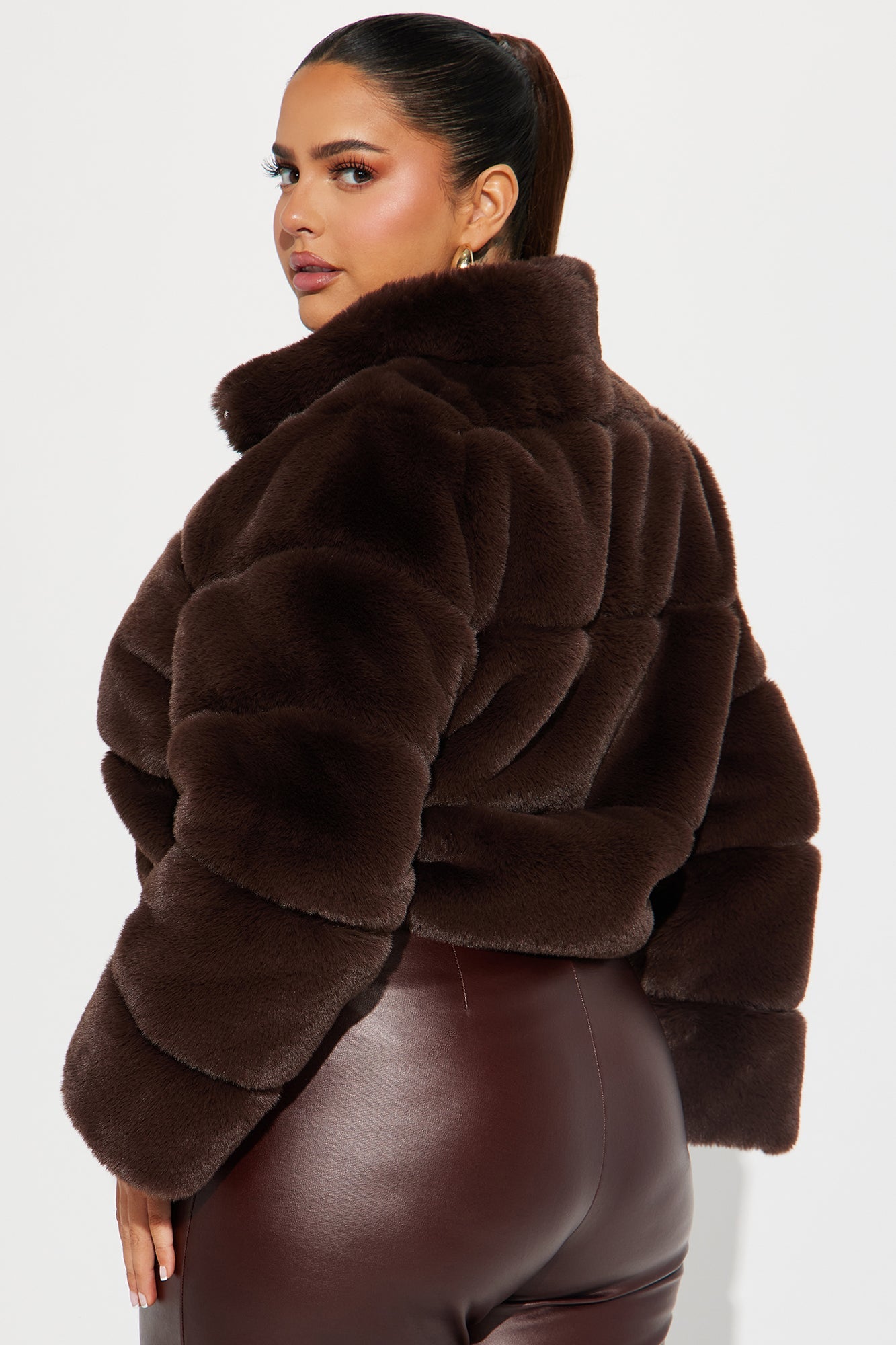Ella Faux Fur Jacket - Brown