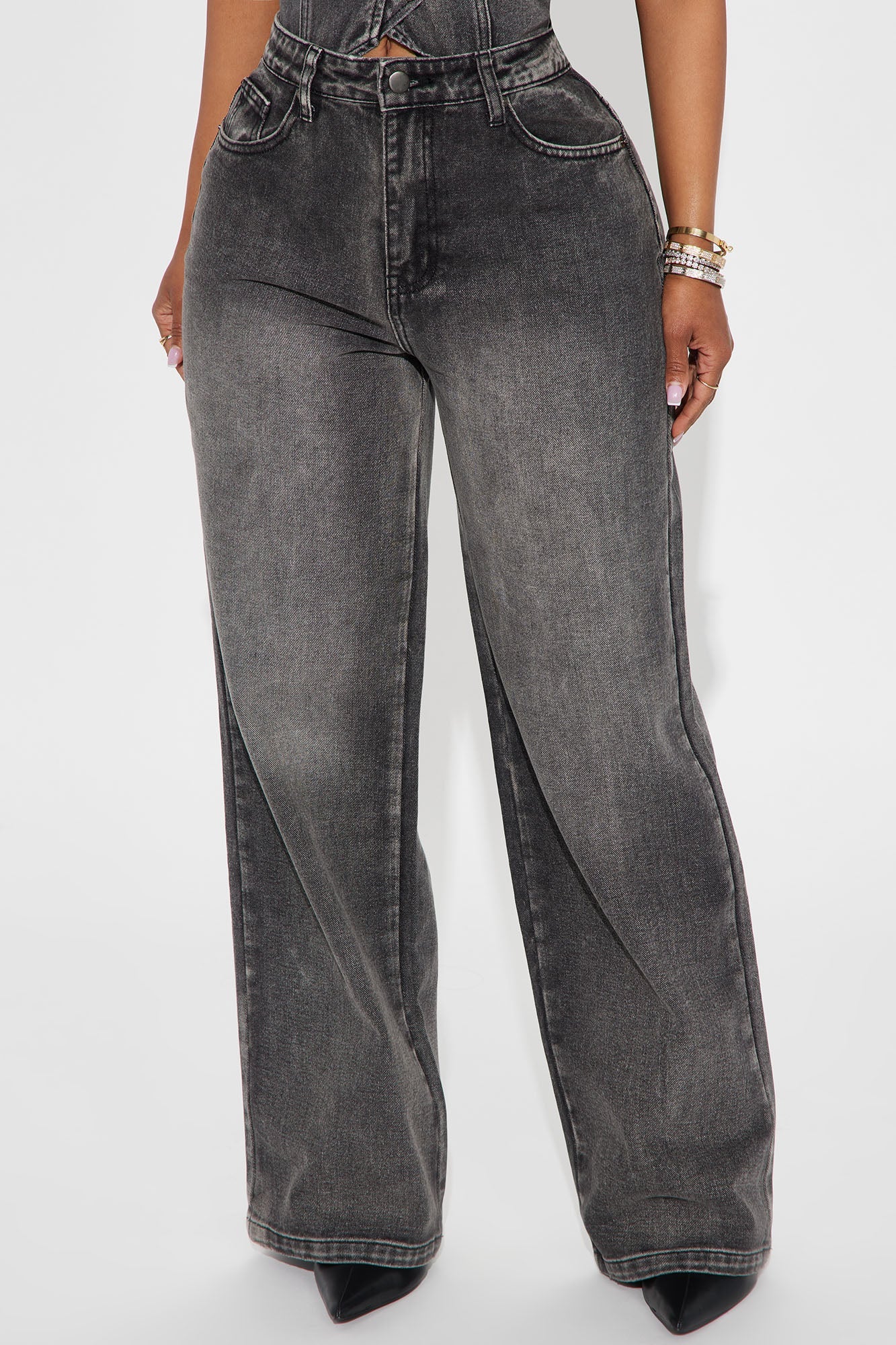 At My Best Rigid Straight Leg Jeans - Black Wash