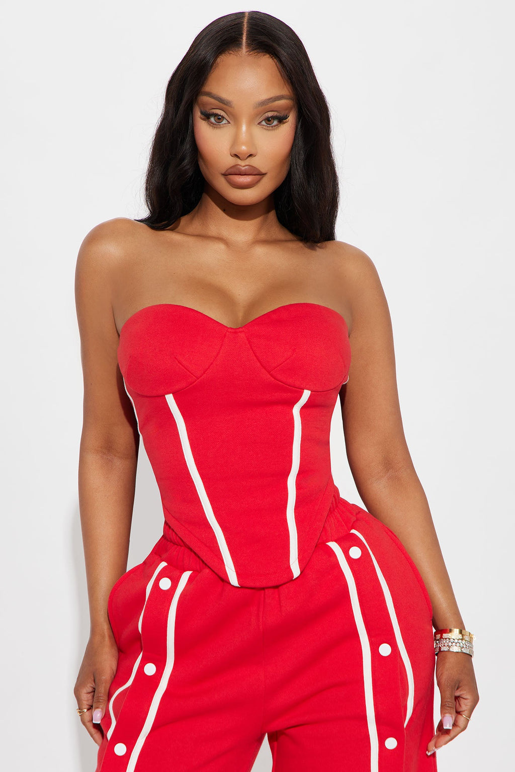 Sara Fleece Track Pant Set - Red