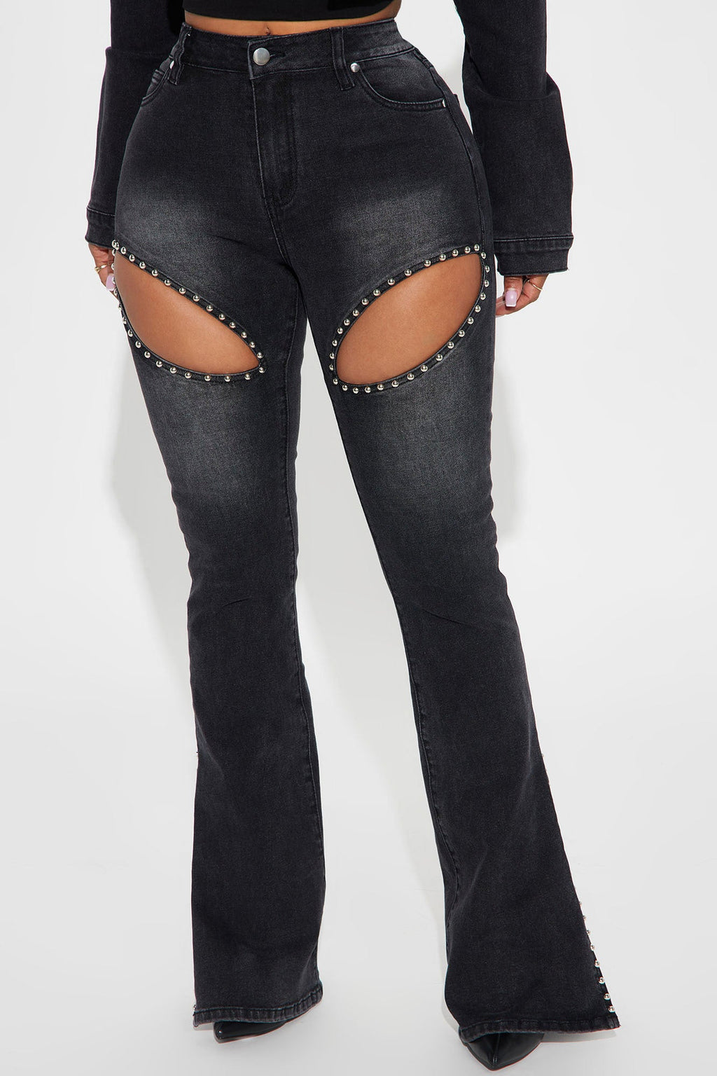 Self Assured Stretch Embellished Bootcut Jeans - Black Wash