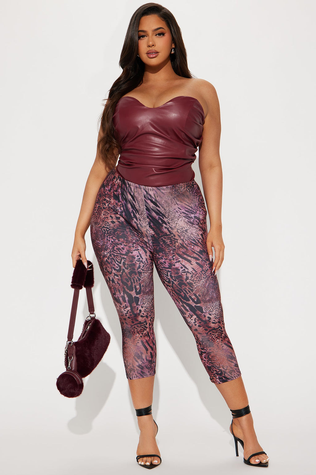 Wild Thoughts Capri Legging - Burgundy/combo