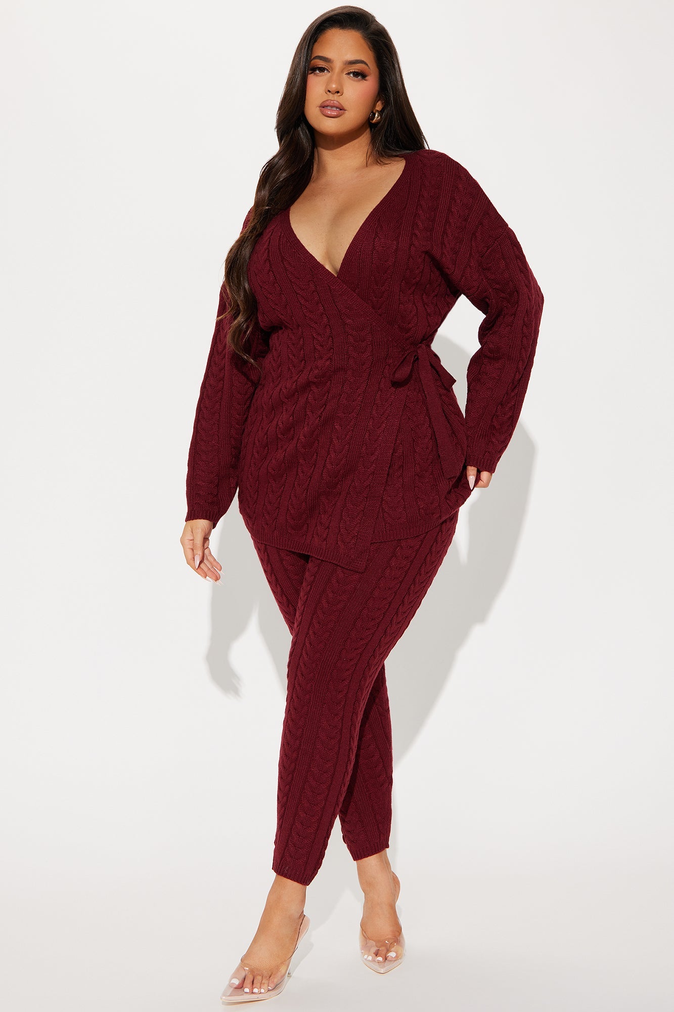 Keeley Sweater Pant Set - Burgundy