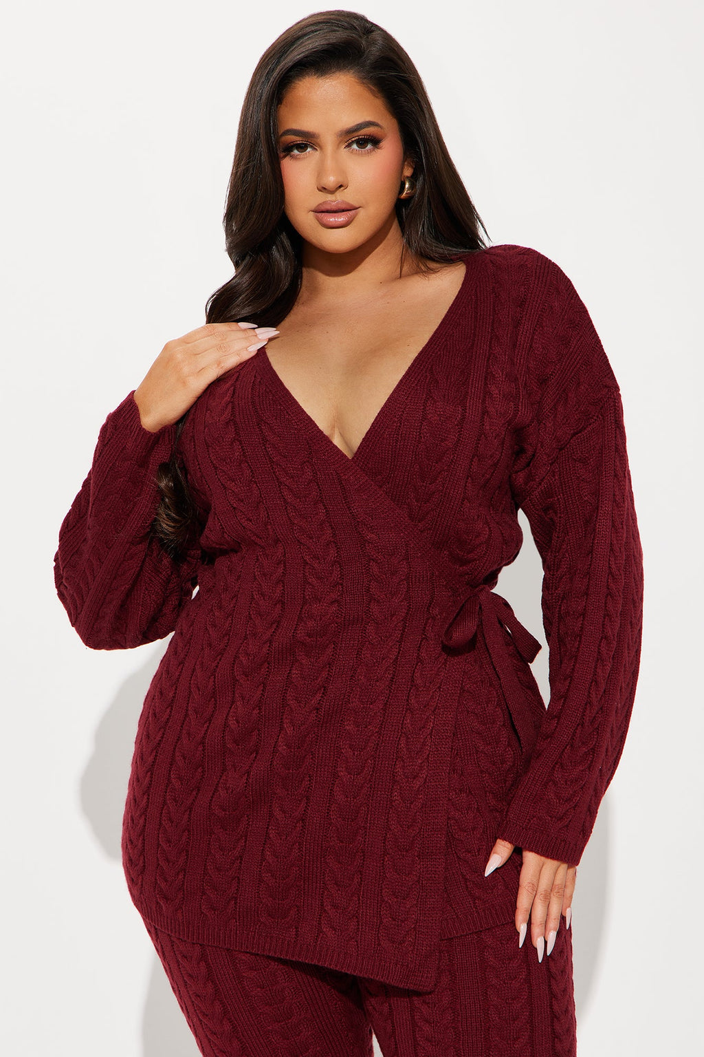 Keeley Sweater Pant Set - Burgundy