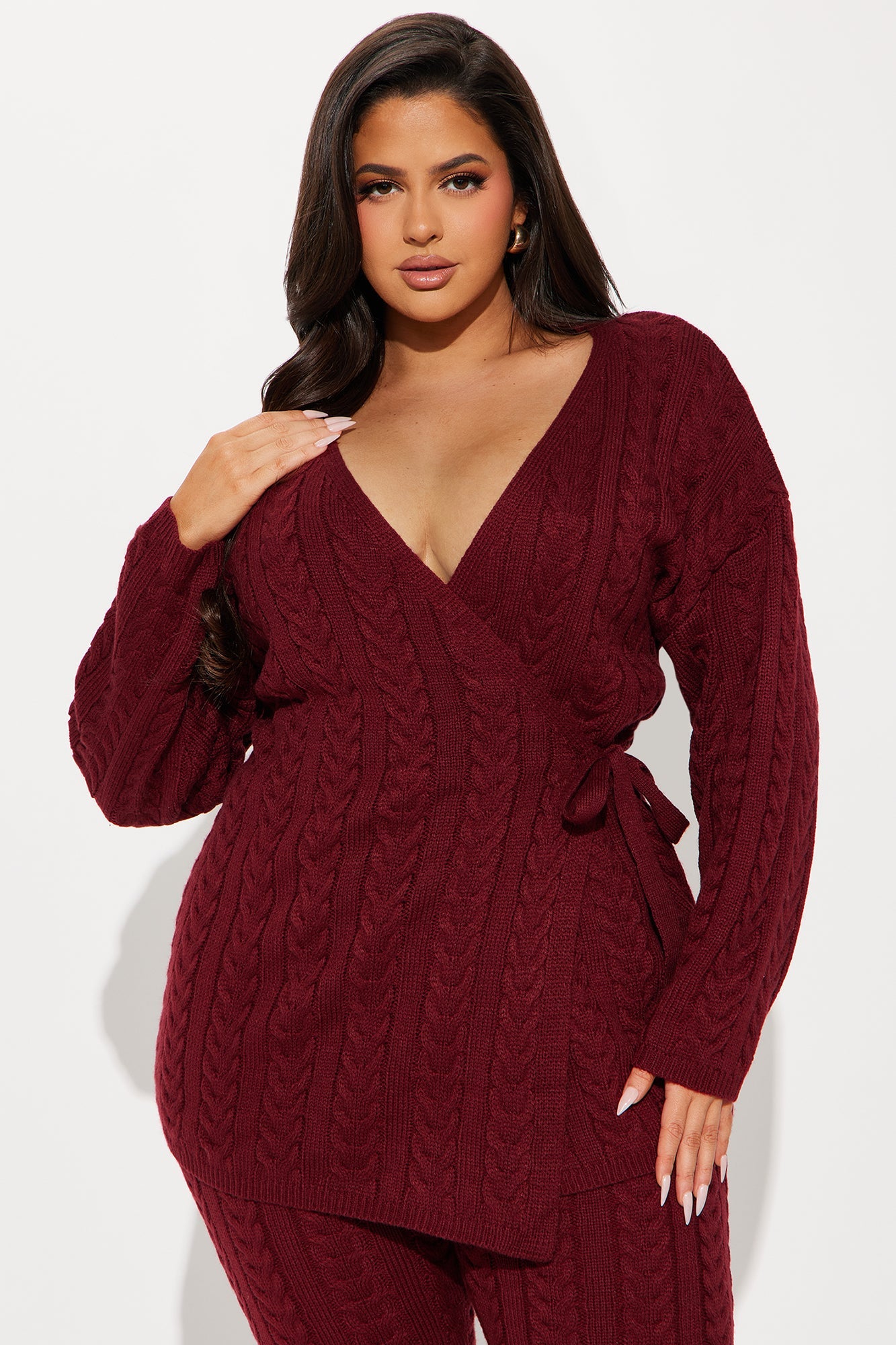 Keeley Sweater Pant Set - Burgundy