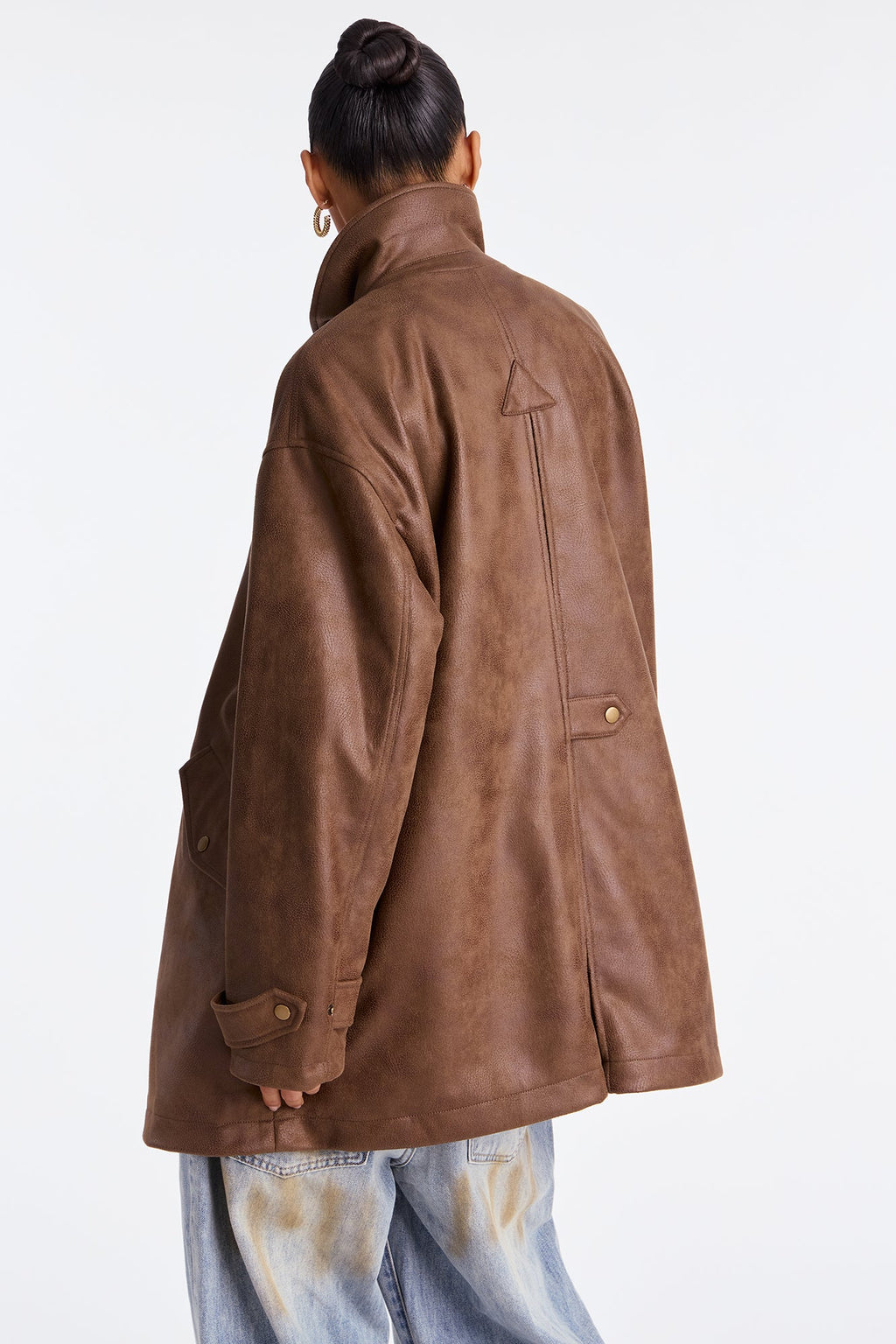 Can't Be Stopped Faux Leather Coat - Brown
