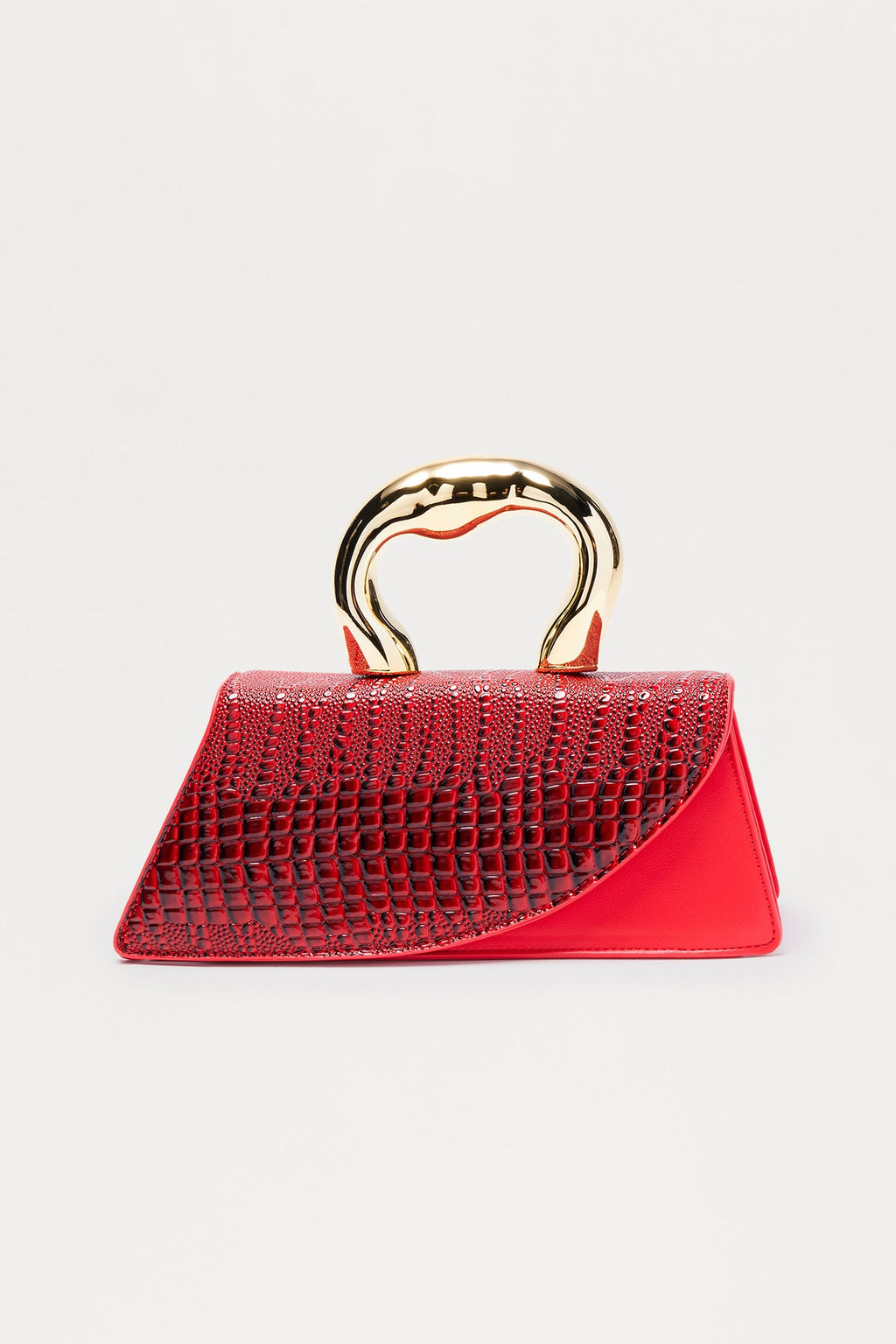 Luxe Scales Embossed Croc Clutch - Red