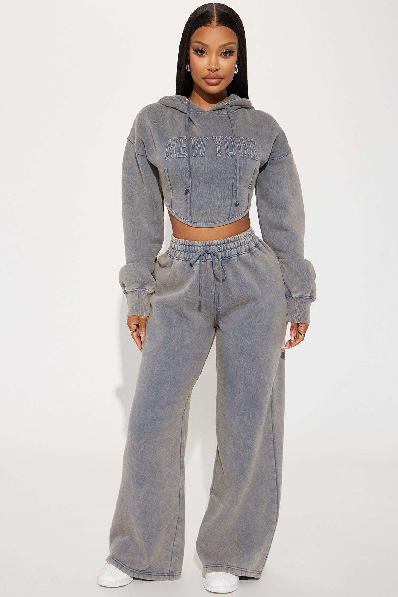 New York Hustle Washed Sweatpants - Grey/combo