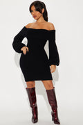 Faith Sweater Mini Dress - Black