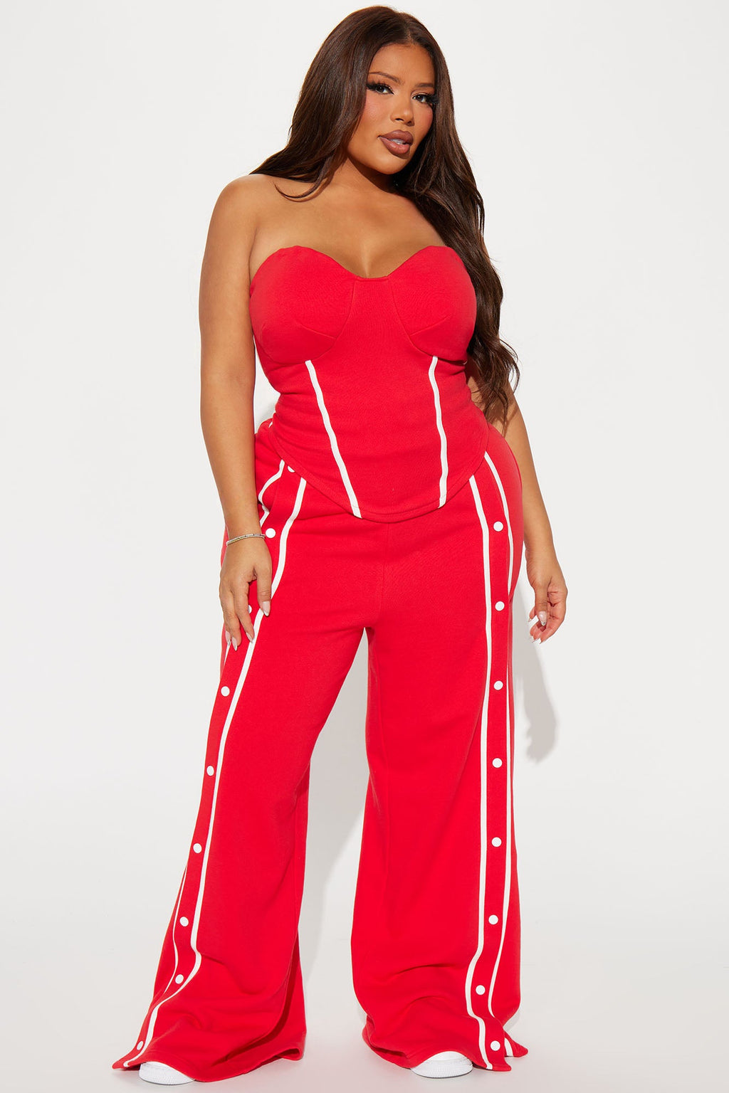 Sara Fleece Track Pant Set - Red