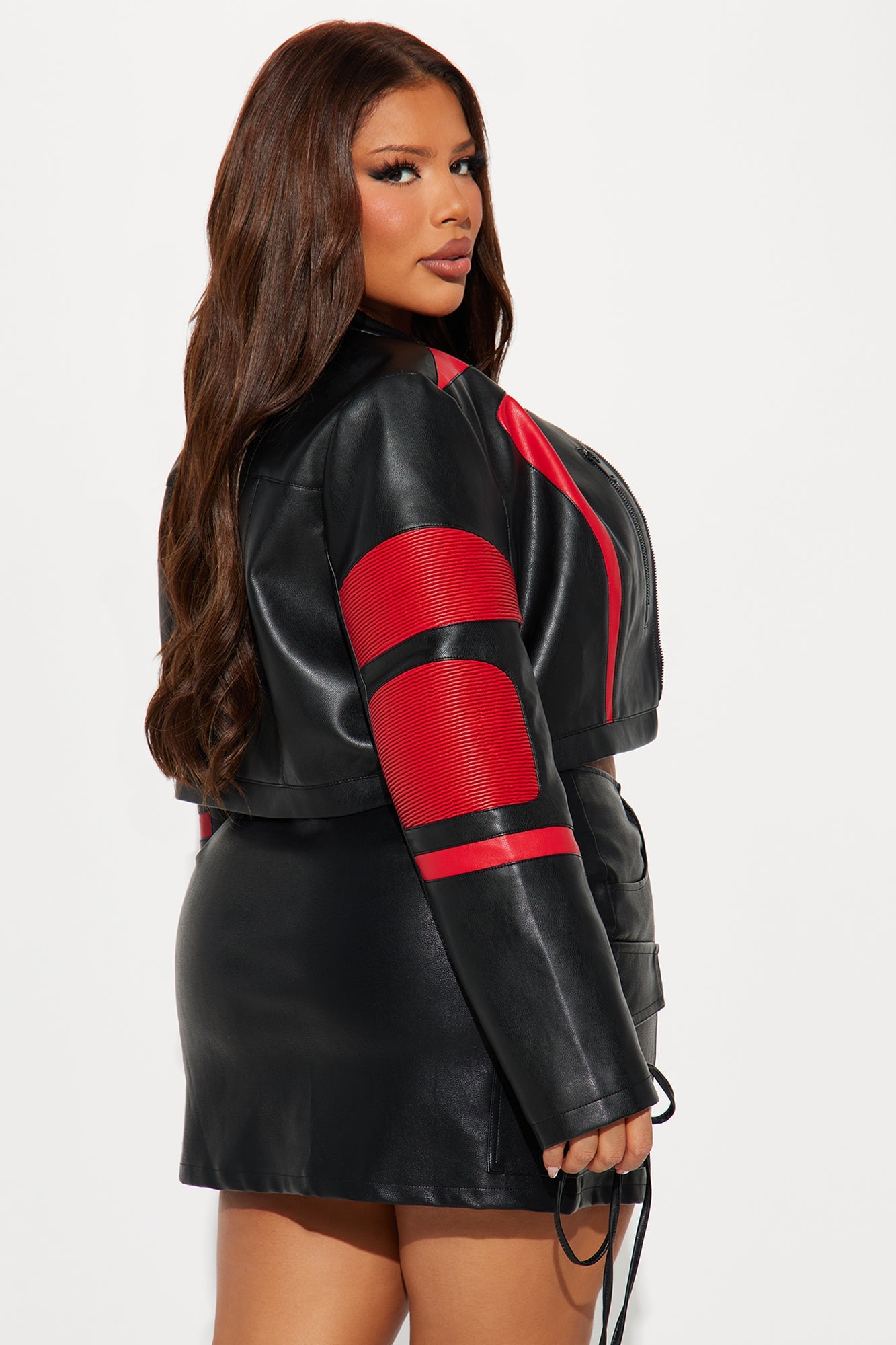 Not Like The Rest Faux Leather Moto Jacket - Black/Red