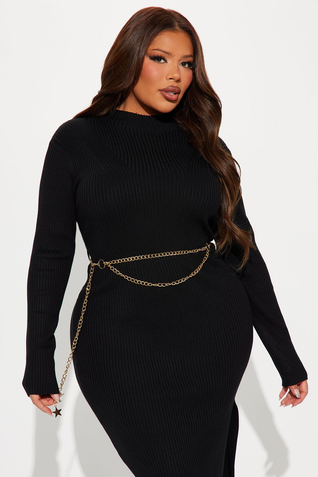 Lulu Sweater Midi Dress - Black