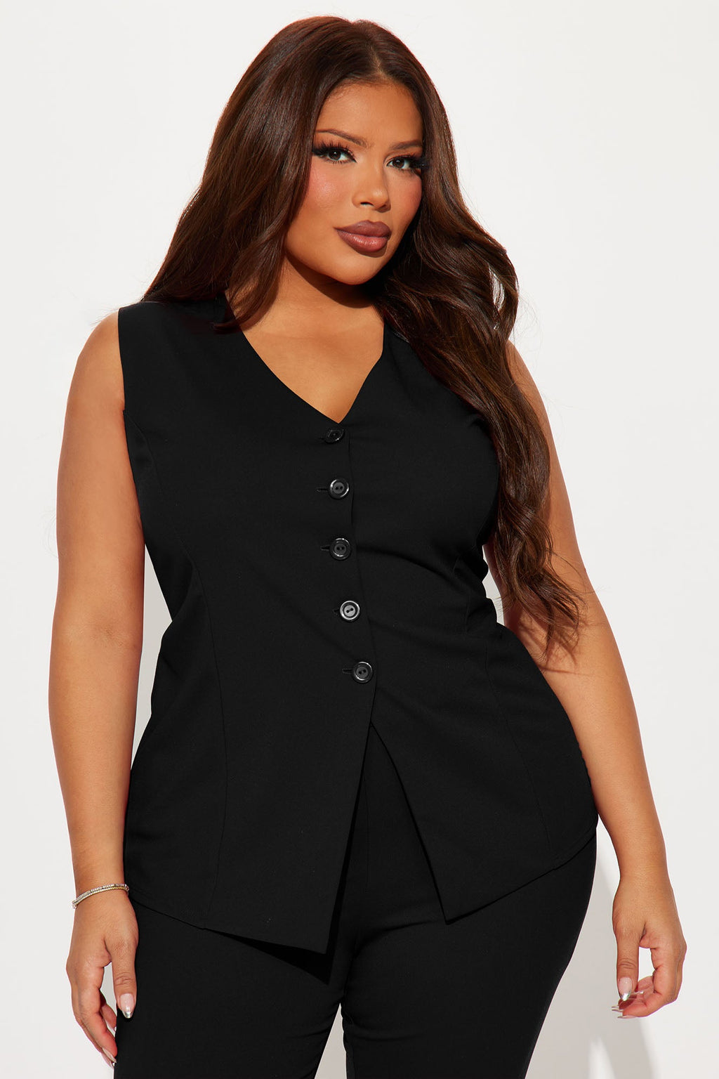 Office Romance Vest Pant Set - Black