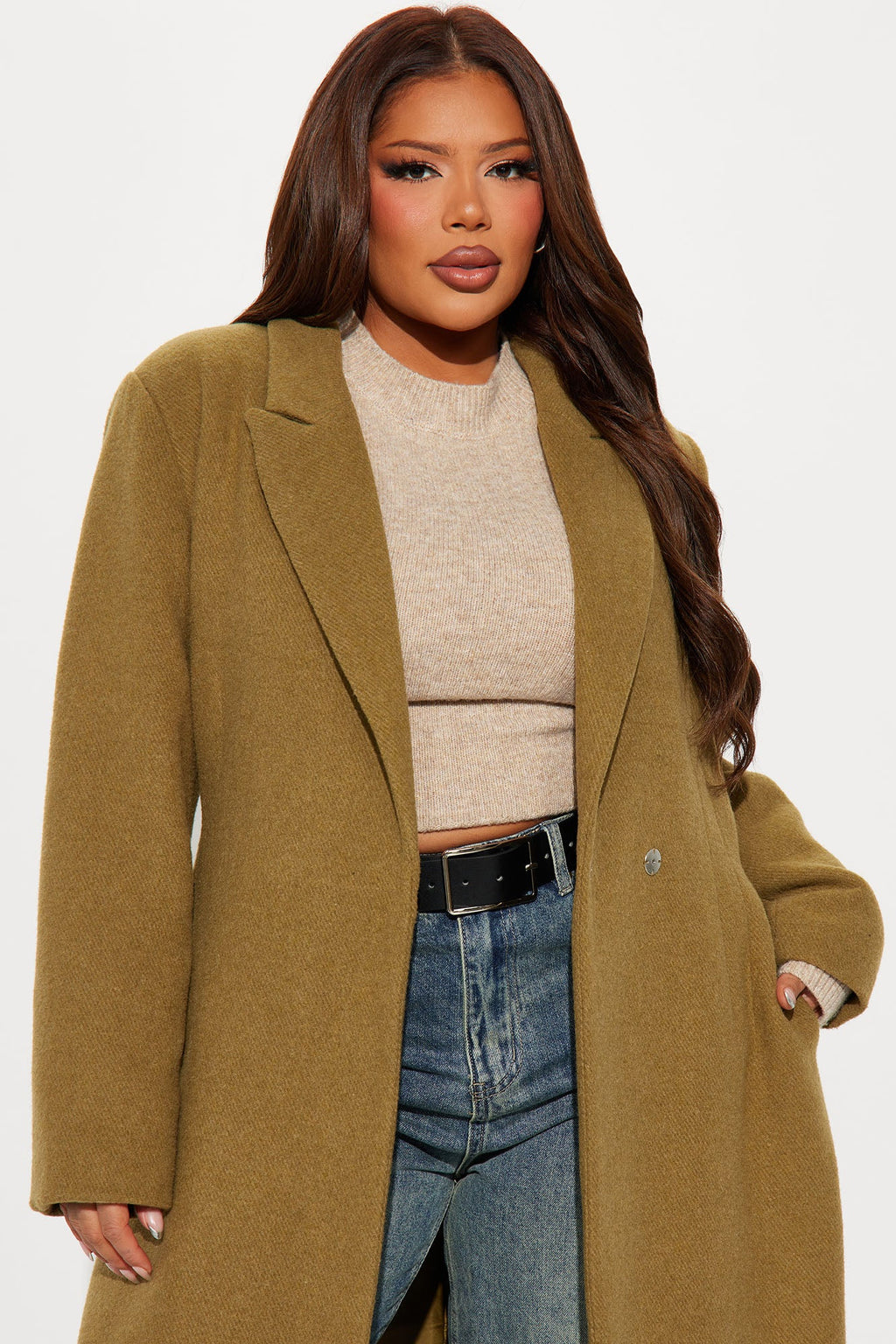 Natalie Wool Trench Coat - Olive