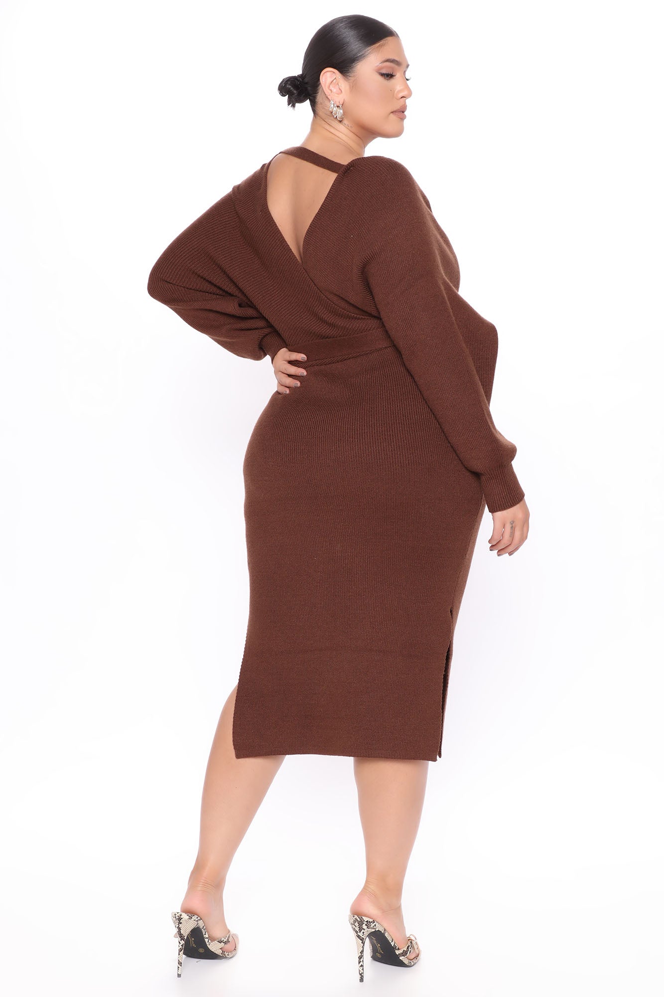 Mona Sweater Midi Dress - Chocolate