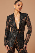 Vera Sequin Embroidered Blazer - Black